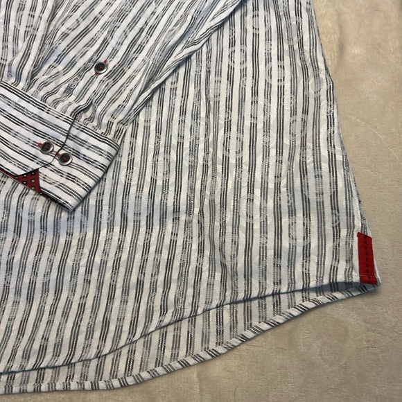 7 Downie Street Men’s Button Down Fun Pattern Circles sz9 White Grey Long Sleeve - Picture 5 of 13